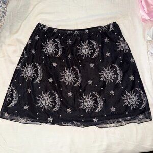 Princess Polly Black Sun/Moon Mini Skirt Size 10